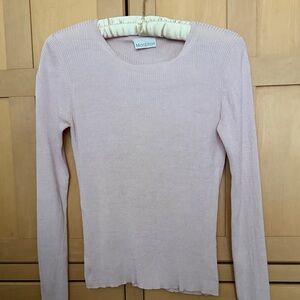 MAC ELTON Pink Ribbed Top - Silk & Cotton